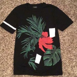 Black Plant Print Vintage Tee